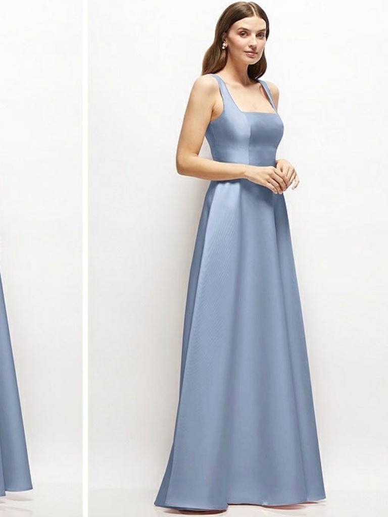 Dessy Collection Cloudy Blue Formal Satin Gown